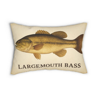 Lumbar Pillow, Freshwater Largemouth Bass Decor, Lake House Pillow, Fisherman Gift, Fishing Theme Pillow, Lake Theme Decor, Spun Polyester