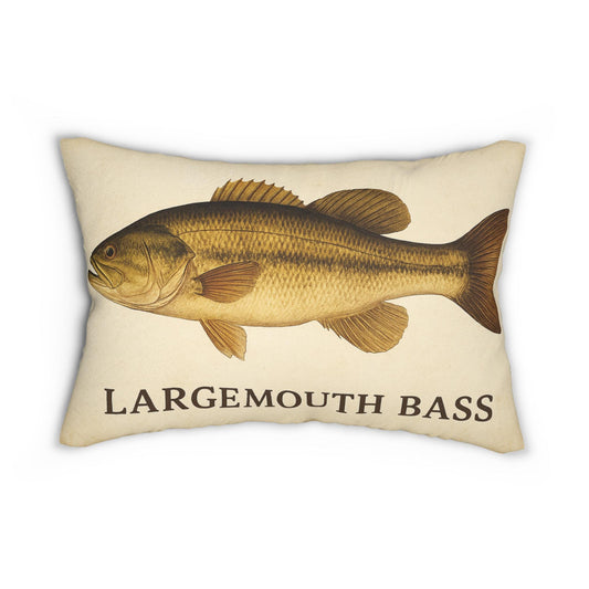 Lumbar Pillow, Freshwater Largemouth Bass Decor, Lake House Pillow, Fisherman Gift, Fishing Theme Pillow, Lake Theme Decor, Spun Polyester