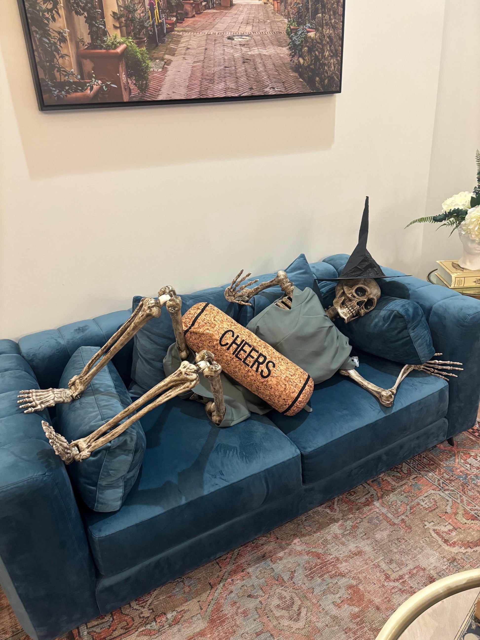 Cork shape wine cork pillow embroidered CHEERS . Also, has a zipper to easy clean and Perfect winelover gift and great decor for any room