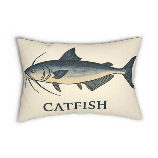 Catfish Lover Lumbar Pillow, Gift for Fisherman, Fishing Decor, Spun Polyester Cushion, Couch Pillow, Man Cave Decor