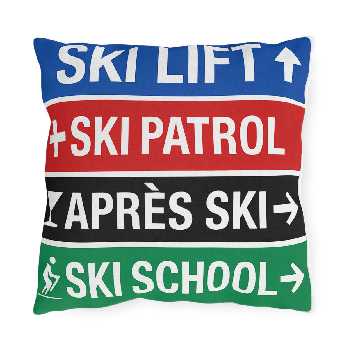 Ski Sign Directory Outdoor Pillow - Perfect Decor for Ski Lovers, Cabin Pillows, Ski Haus Decor, Rustic Lodge Accessories, Mountain Home