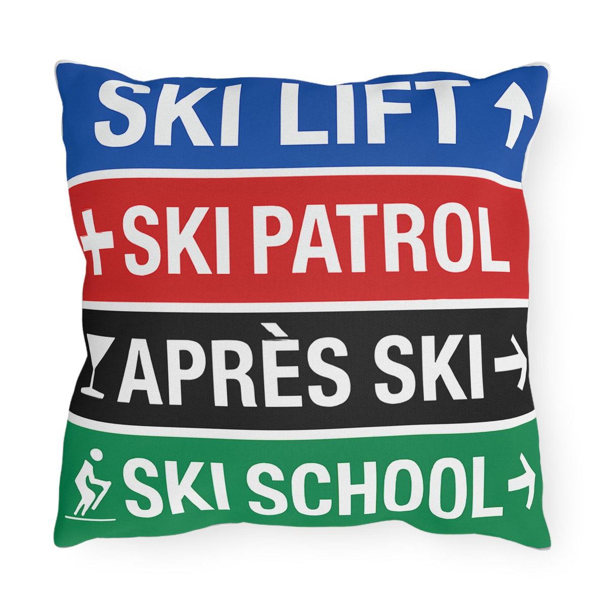 Ski Sign Directory Outdoor Pillow - Perfect Decor for Ski Lovers, Cabin Pillows, Ski Haus Decor, Rustic Lodge Accessories, Mountain Home