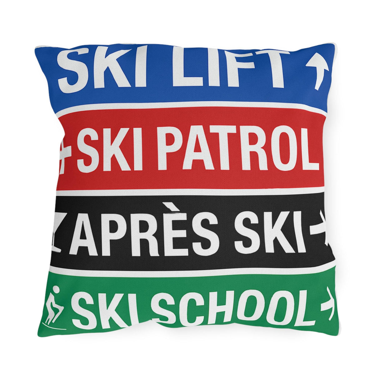 Ski Sign Directory Outdoor Pillow - Perfect Decor for Ski Lovers, Cabin Pillows, Ski Haus Decor, Rustic Lodge Accessories, Mountain Home