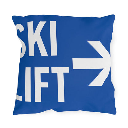 Fun Ski Lift sign Decorative Pillow, Ski Lovers Home Accent, Mountain Cabin Pillow, Snow Sports Gift, Lodge Decor Cushion