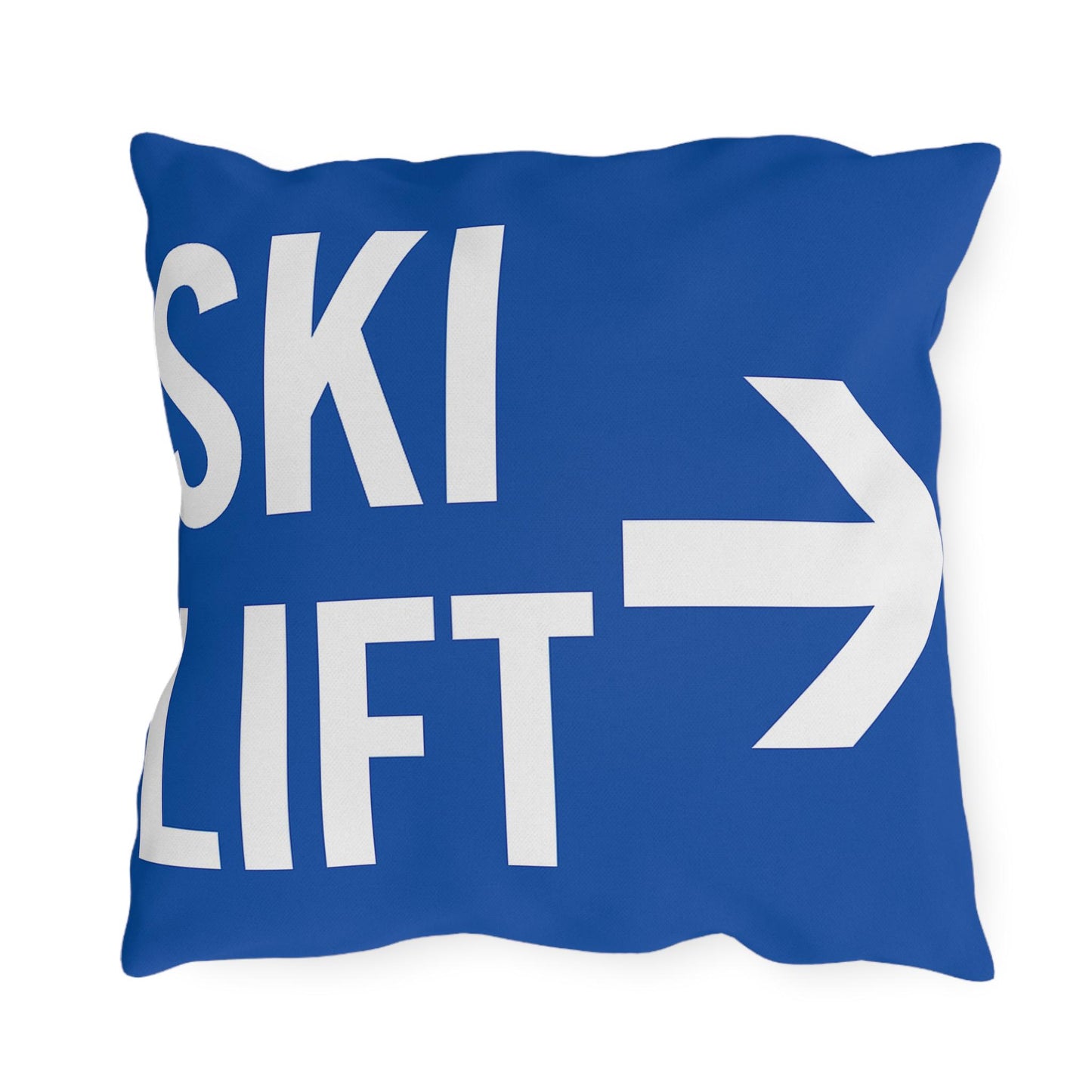 Fun Ski Lift sign Decorative Pillow, Ski Lovers Home Accent, Mountain Cabin Pillow, Snow Sports Gift, Lodge Decor Cushion