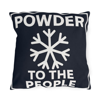 Ski Outdoor Pillows, Powder to the People, Ski Lover Decor, Funny Lodge Decoration Cushions, Square Pillow Gift
