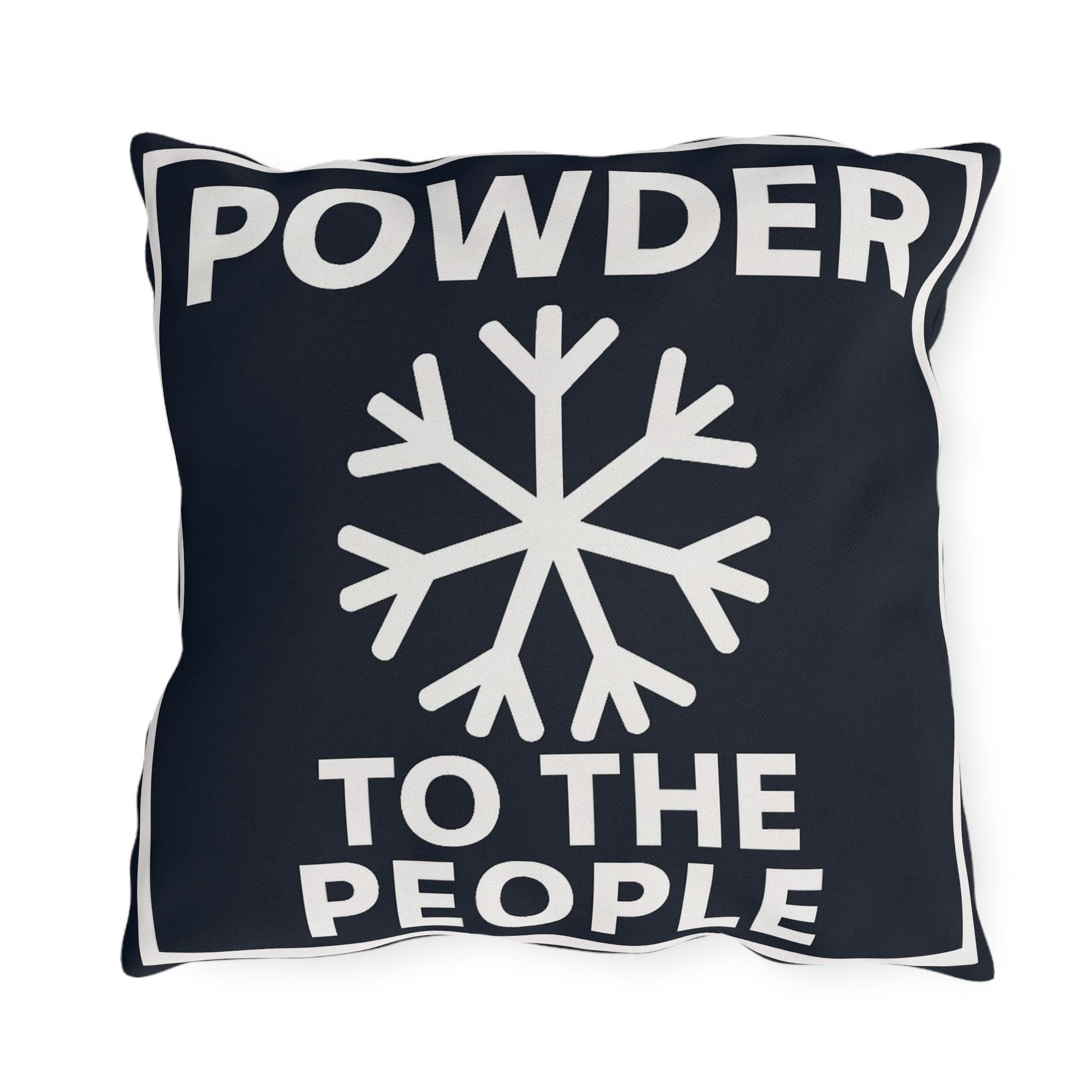 Ski Outdoor Pillows, Powder to the People, Ski Lover Decor, Funny Lodge Decoration Cushions, Square Pillow Gift