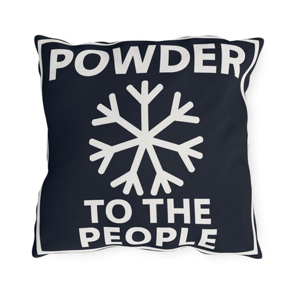 Ski Outdoor Pillows, Powder to the People, Ski Lover Decor, Funny Lodge Decoration Cushions, Square Pillow Gift