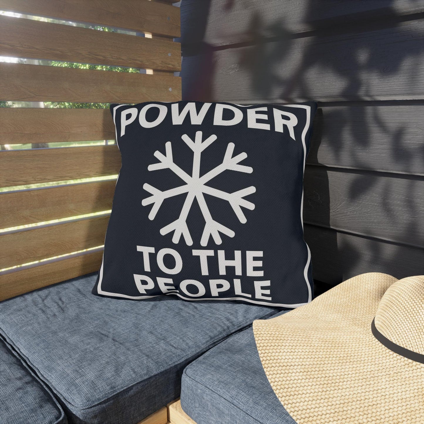 Ski Outdoor Pillows, Powder to the People, Ski Lover Decor, Funny Lodge Decoration Cushions, Square Pillow Gift