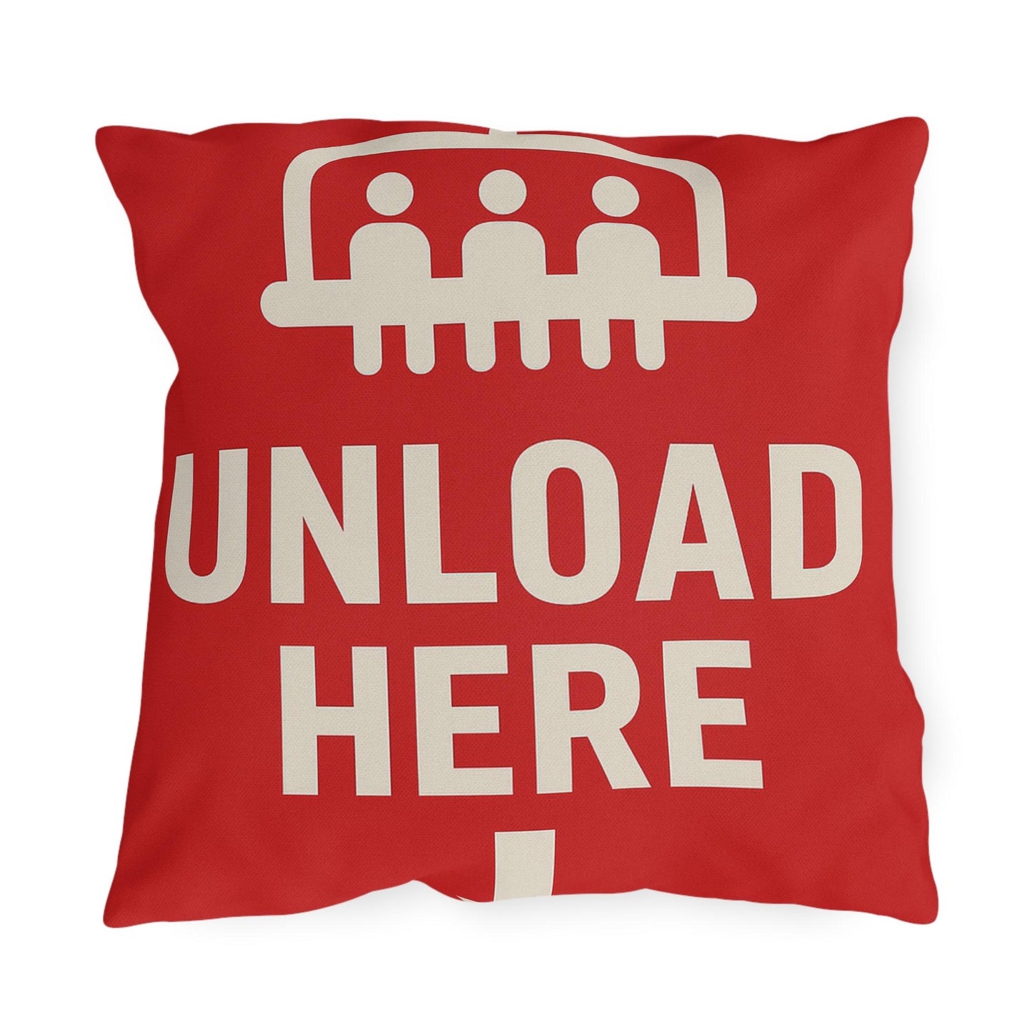 Outdoor Pillows, Skiing Decor, Quirky Ski Pillow, Funny Pillow Saying, Unloading Here, House Decor Accent