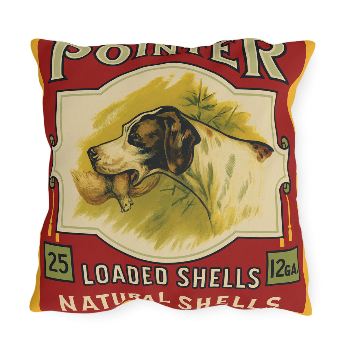 Vintage Shotgun Shell Outdoor Pillow - Cabin Decor, Hunting Lodge Throw Pillow, Hunter Gift, Rustic Home Decor, Outdoor Cushion