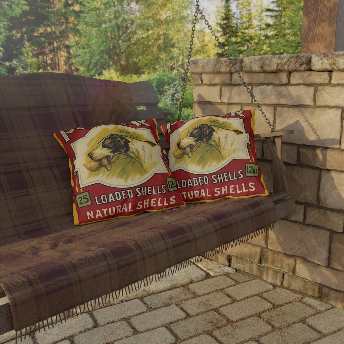 Vintage Shotgun Shell Outdoor Pillow - Cabin Decor, Hunting Lodge Throw Pillow, Hunter Gift, Rustic Home Decor, Outdoor Cushion