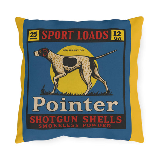 Shotgun Shell Box Outdoor Pillow, Cabin Decor, Man Cave Throw Pillow, Hunting Lodge Cushion, Rustic Home Accent