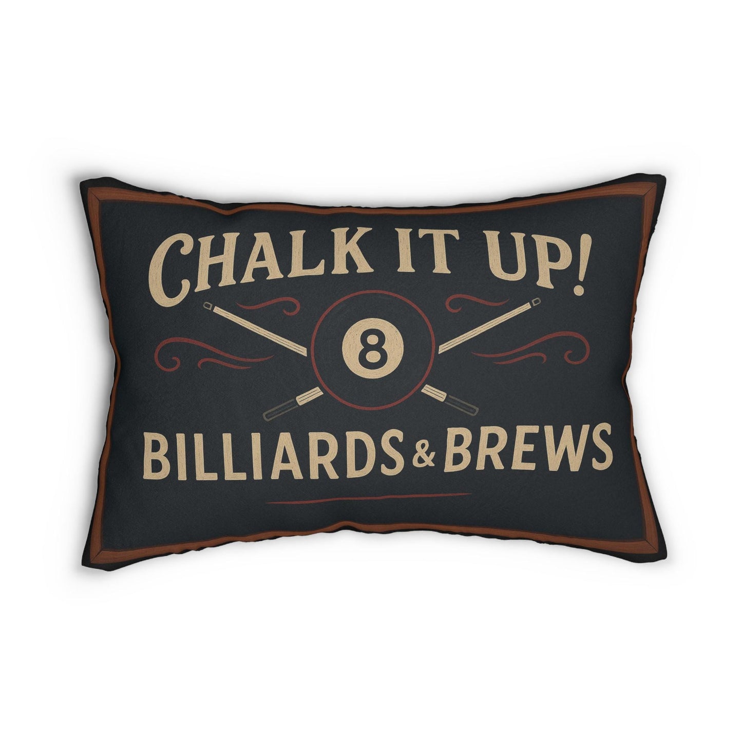 Lumbar Pillow, Pool Room Decor Throw Cushion, Billiards and Brews Sign, Game Room Accent, Chalk It Up Pillow, Pool Table Gift, Spun
