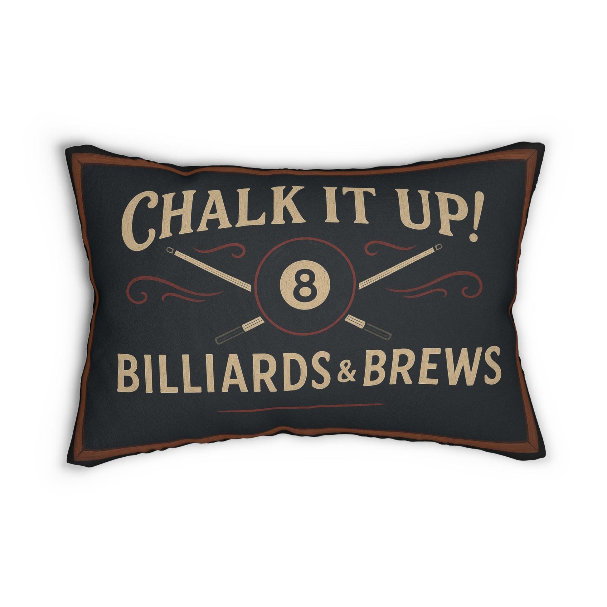 Lumbar Pillow, Pool Room Decor Throw Cushion, Billiards and Brews Sign, Game Room Accent, Chalk It Up Pillow, Pool Table Gift, Spun