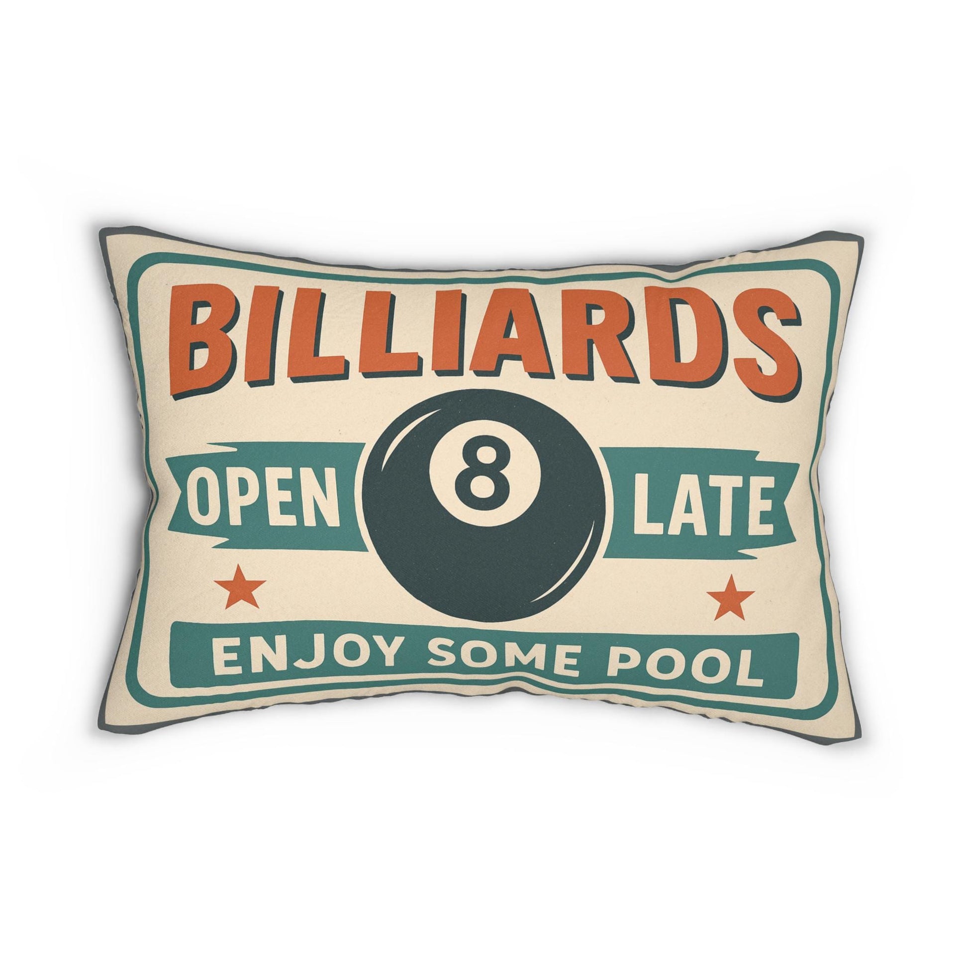 Pool Room Lumbar Pillow - Billiards Decor Throw Pillow, Spun Polyester Cushion, Game Room Accent, Home Bar Accessory, Man Cave Gift