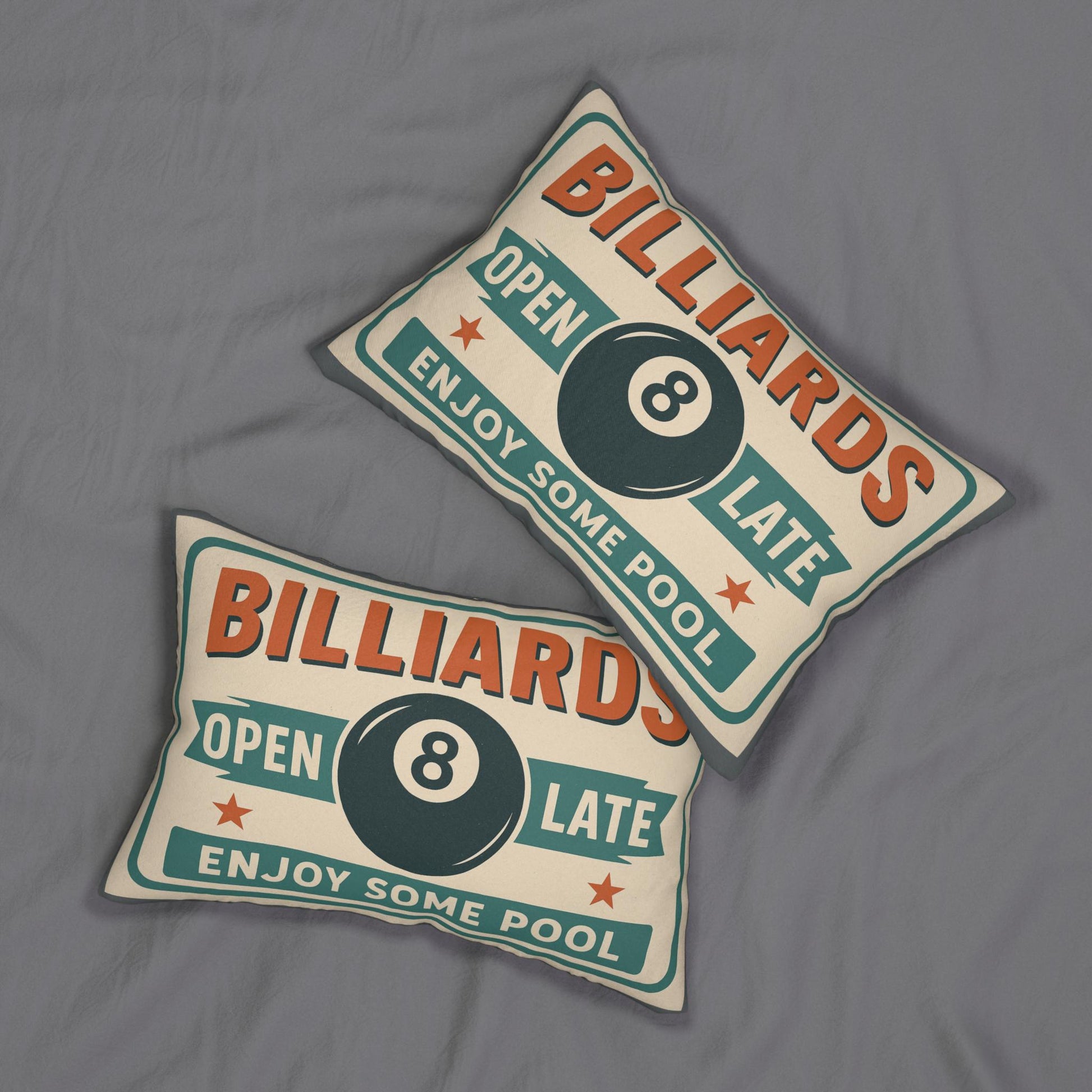 Pool Room Lumbar Pillow - Billiards Decor Throw Pillow, Spun Polyester Cushion, Game Room Accent, Home Bar Accessory, Man Cave Gift