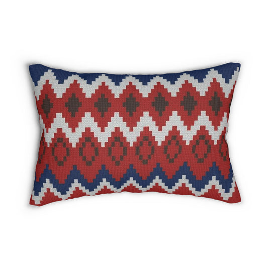 Ski Sweater Lumbar Pillow, Winter Ski Lodge Cushion Cover, Mountain Chalet Throw Pillow, Snowy Cabin Decorative Pillow, Nordic Skiing Accent