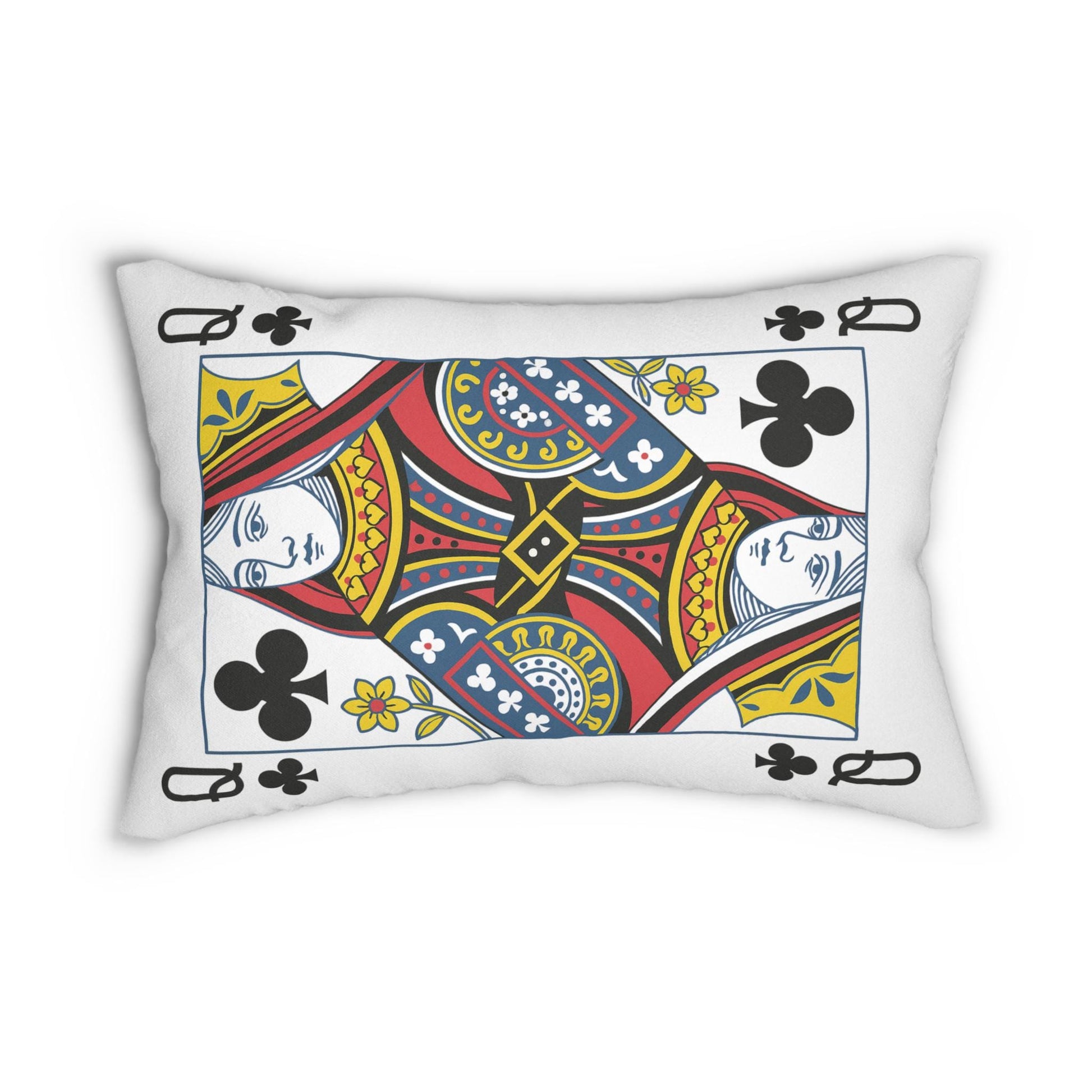 Spun Polyester Pillow, Queen of Clubs Card Throw Pillow, Game Room Decor, Poker Night Pillow, Casino Theme Pillow, Black Jack Table Pillow,