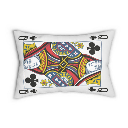 Spun Polyester Pillow, Queen of Clubs Card Throw Pillow, Game Room Decor, Poker Night Pillow, Casino Theme Pillow, Black Jack Table Pillow,