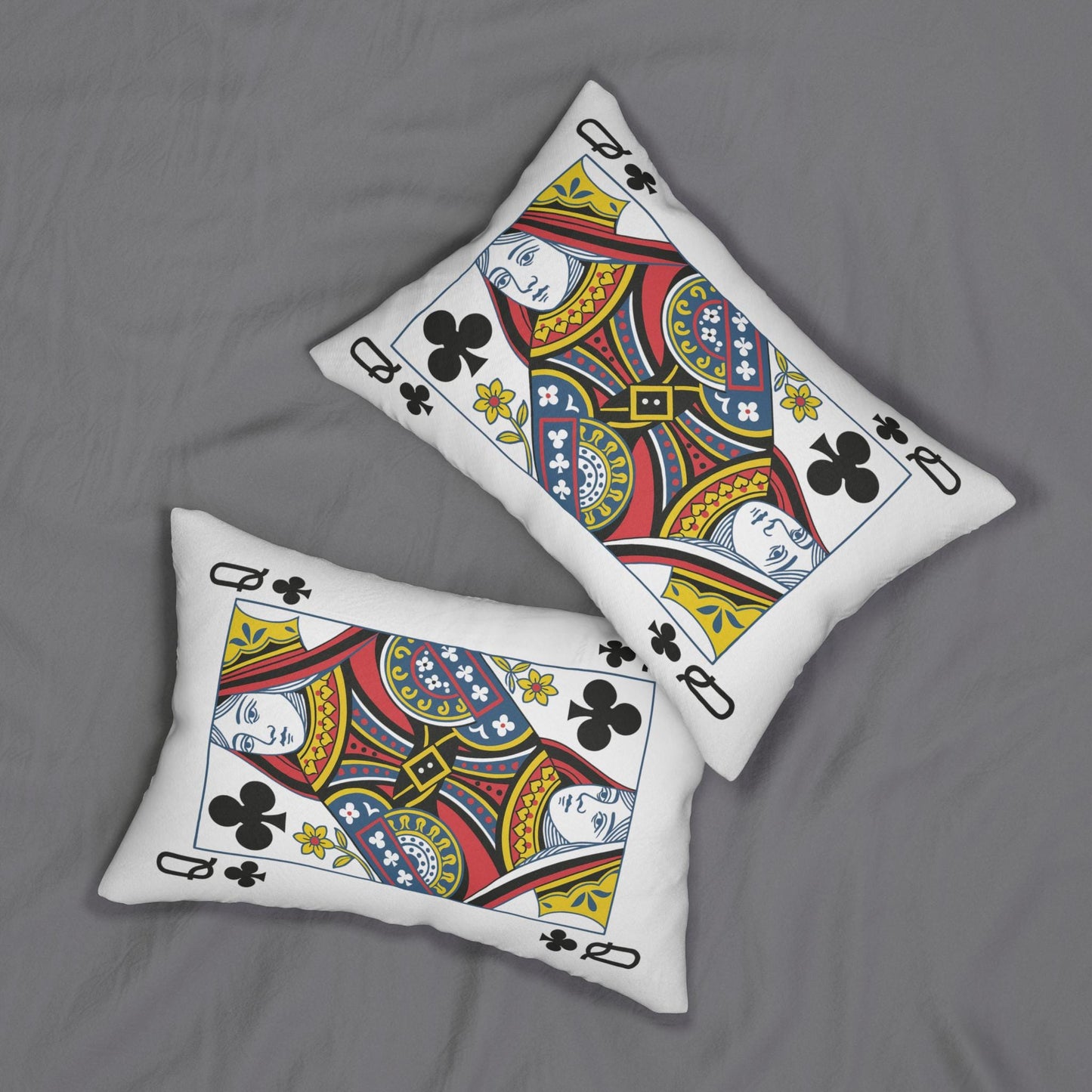 Spun Polyester Pillow, Queen of Clubs Card Throw Pillow, Game Room Decor, Poker Night Pillow, Casino Theme Pillow, Black Jack Table Pillow,