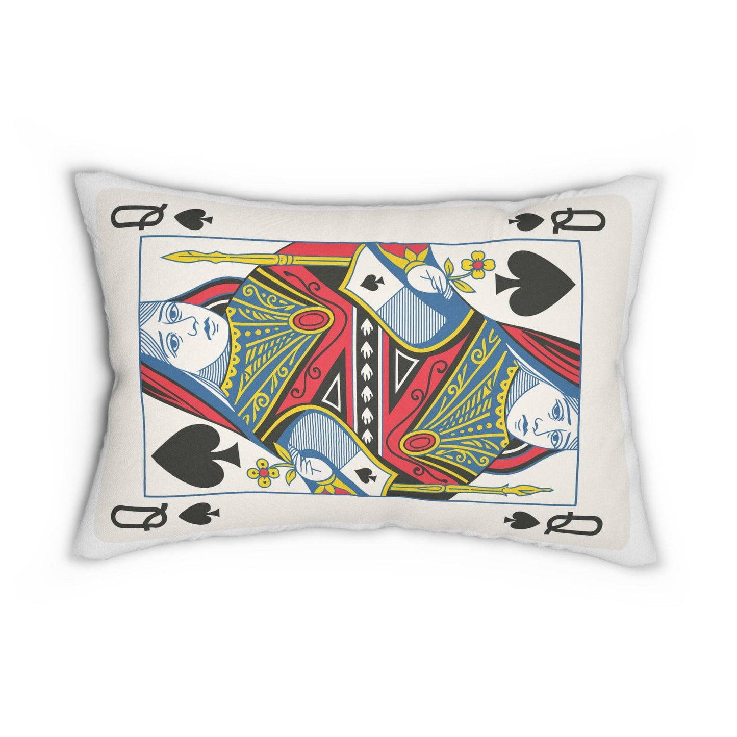 Spun Polyester Pillow, Queen of Spades Card Throw Pillow, Game Room Decor, Poker Night Pillow, Casino Theme Pillow, Black Jack Table Pillow,