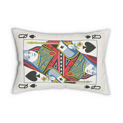 Spun Polyester Pillow, Queen of Spades Card Throw Pillow, Game Room Decor, Poker Night Pillow, Casino Theme Pillow, Black Jack Table Pillow,