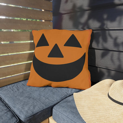 Halloween Outdoor Pillow, Jack-o'-lantern Orange Throw Pillow, Halloween Decor, Fall Accent Pillow, Patio Cushion Cover