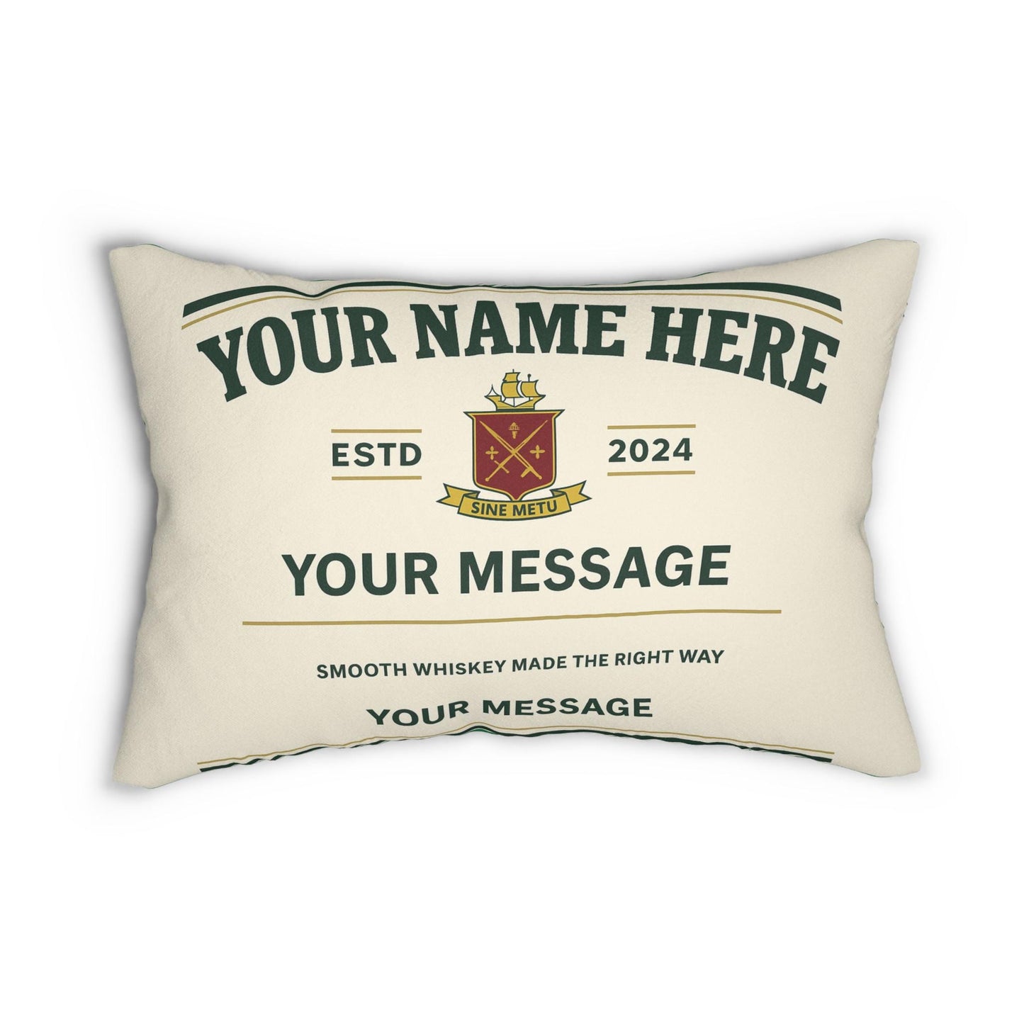 Whiskey Label Lumbar Pillow, Personalized Pillow, Bar Decor, Man Cave Pillow, Custom Pillow Case, Gift for Him