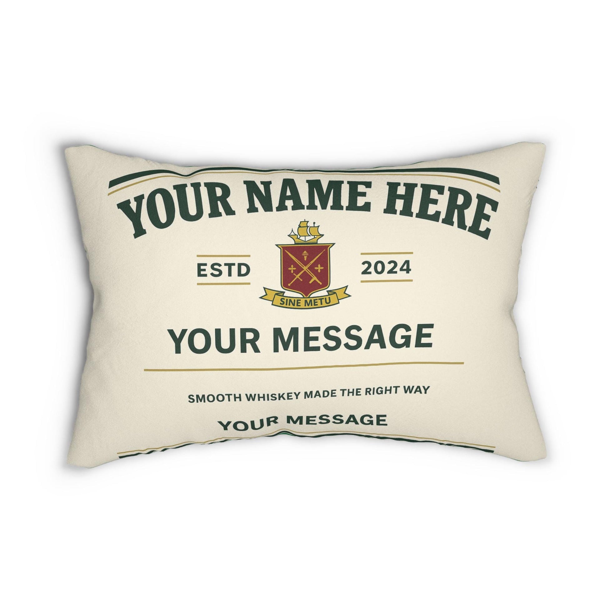 Whiskey Label Lumbar Pillow, Personalized Pillow, Bar Decor, Man Cave Pillow, Custom Pillow Case, Gift for Him