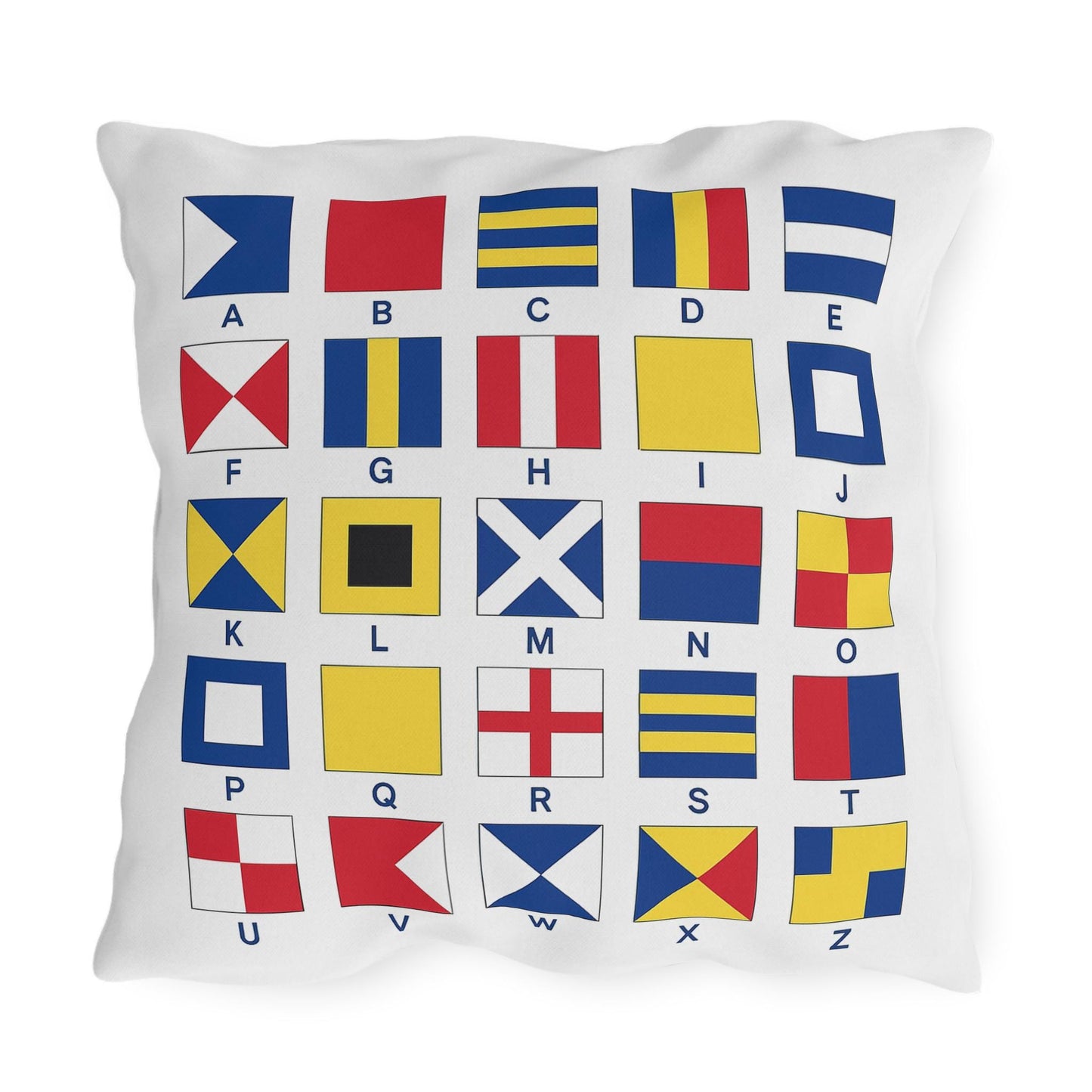 Nautical Flags Outdoor Pillow - Coastal Decor for Boat, Yacht - Beach House Patio Cushion, Ocean Theme Throw Pillow, Nautical Decorative