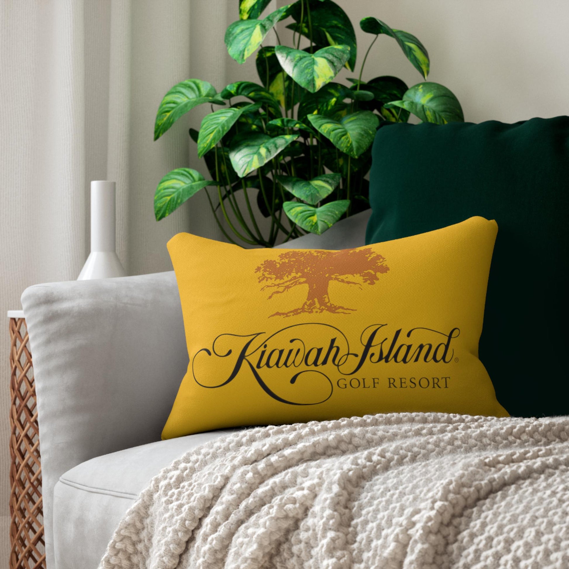 Custom Personalized Resort Kiawah Island Lumbar Pillow, Spun Polyester Decorative Cushion, Home Accent Throw Pillow, Coastal Beach House