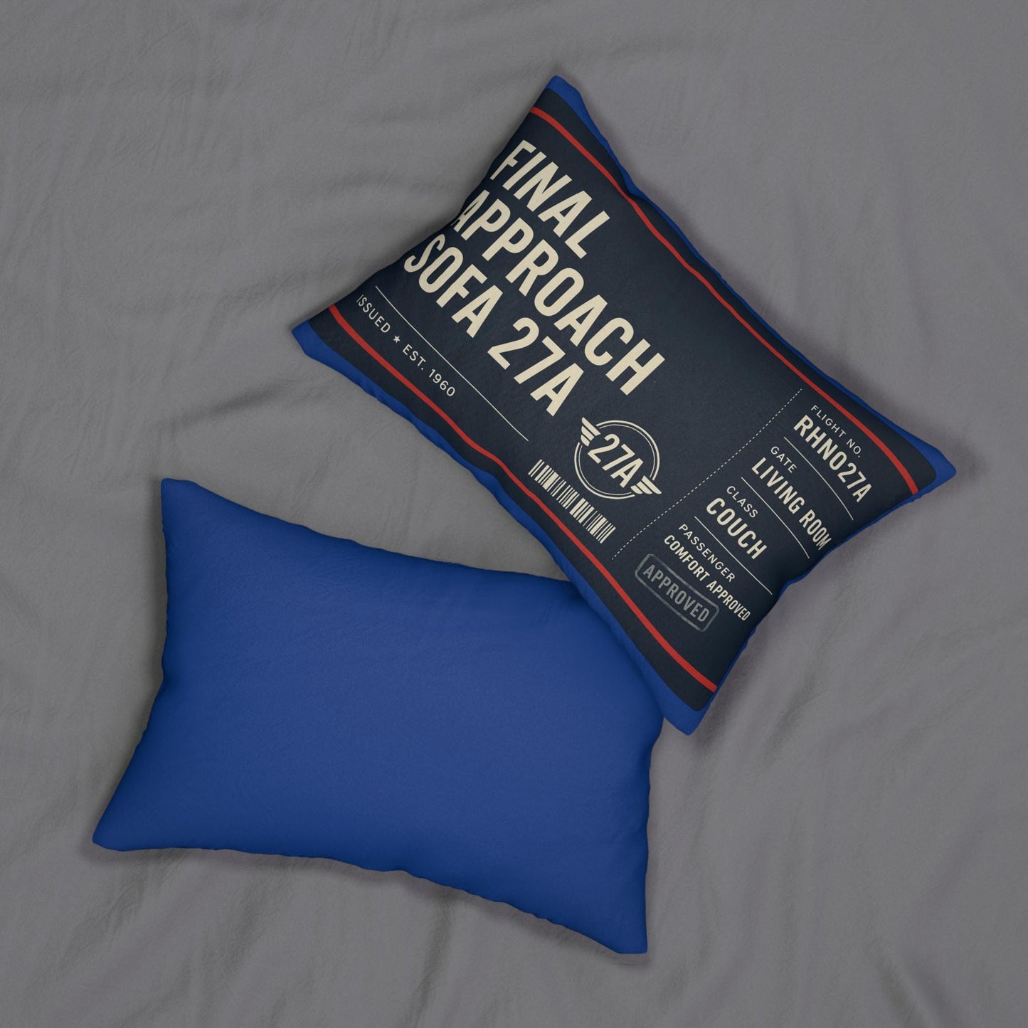 Airport Boarding Pass Lumbar Pillow, Travel Throw Pillow for Frequent Flyers, Airplane Home Decor Gift, Pilot Cushion Cover, Quirky Aviation