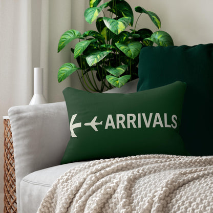 Airport Signs Spun Polyester Lumbar Pillow - Pilot Traveler Gift Idea Throw Decor House Enthusiast, Aviation Cushion, Plane Lover Home