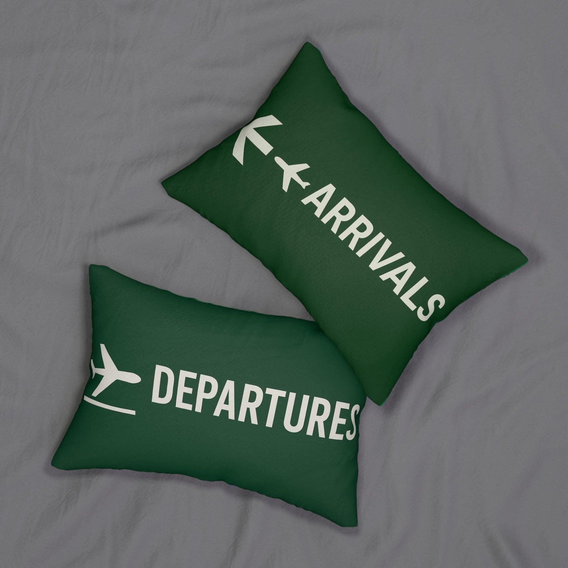 Airport Signs Spun Polyester Lumbar Pillow - Pilot Traveler Gift Idea Throw Decor House Enthusiast, Aviation Cushion, Plane Lover Home