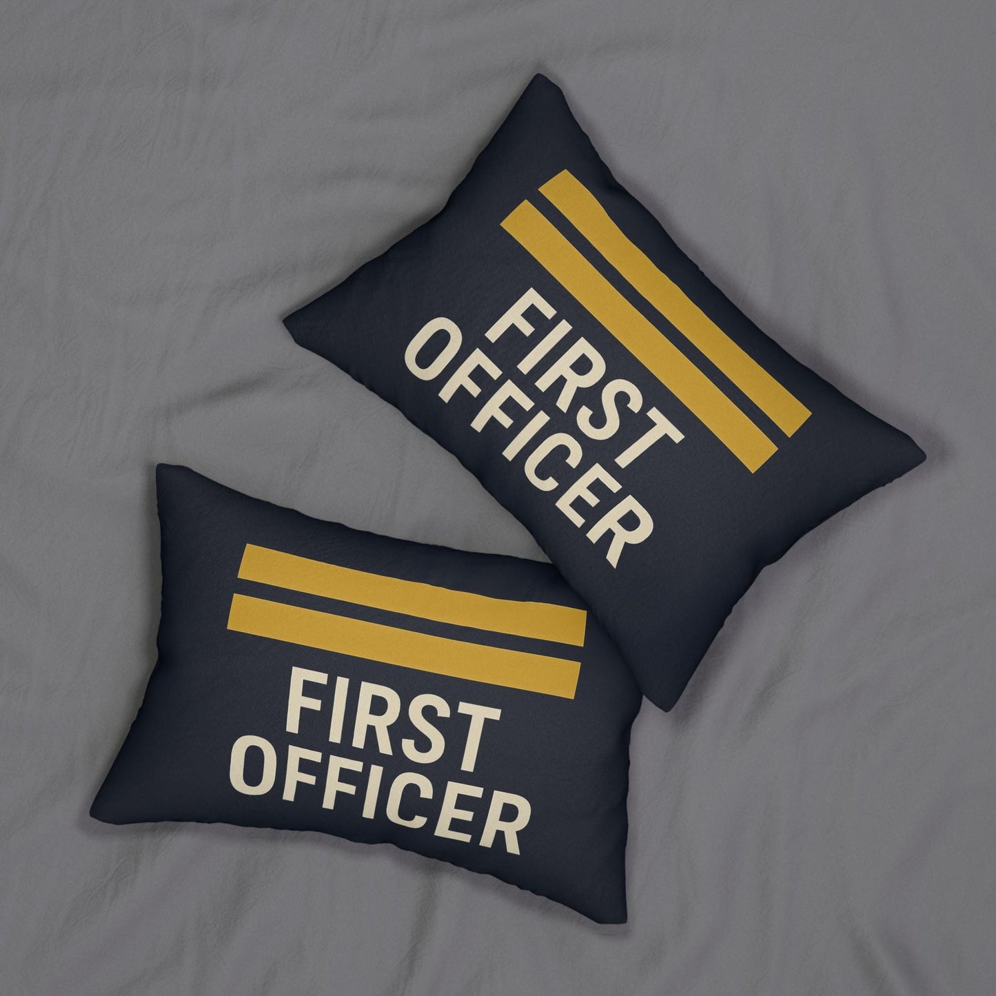 Aviation First Officer Spun Polyester Lumbar Pillow - Pilot Gift, Airplane Decor, First Class Cushion, Aviation Throw Pillow, Pilot Quote