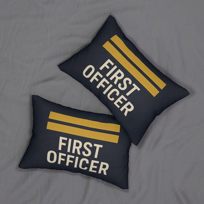 Aviation First Officer Spun Polyester Lumbar Pillow - Pilot Gift, Airplane Decor, First Class Cushion, Aviation Throw Pillow, Pilot Quote