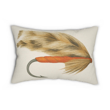 Spun Polyester Pillow, Fly Fishing Lure Decor, Teal and Red Salmon Trout Pattern, Gift for Fisherman, Home Decor, Throw Cushion Cover,