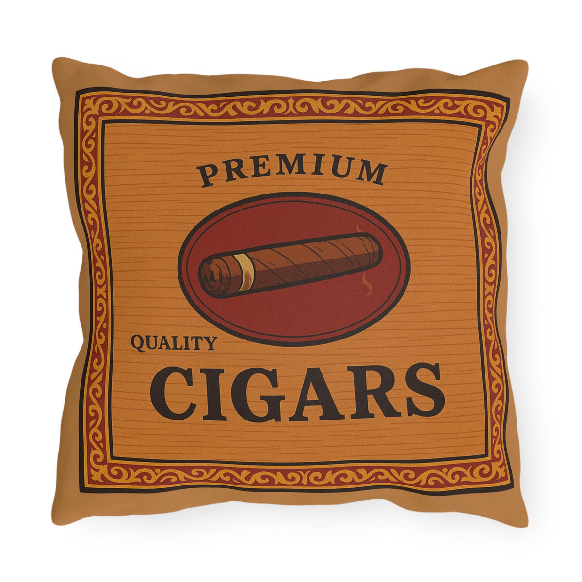Cigar Box Outdoor Pillow, Personalized Name Cushion, Man Cave Decor, Cigar Enthusiast Gift, Patio Furniture Accessories