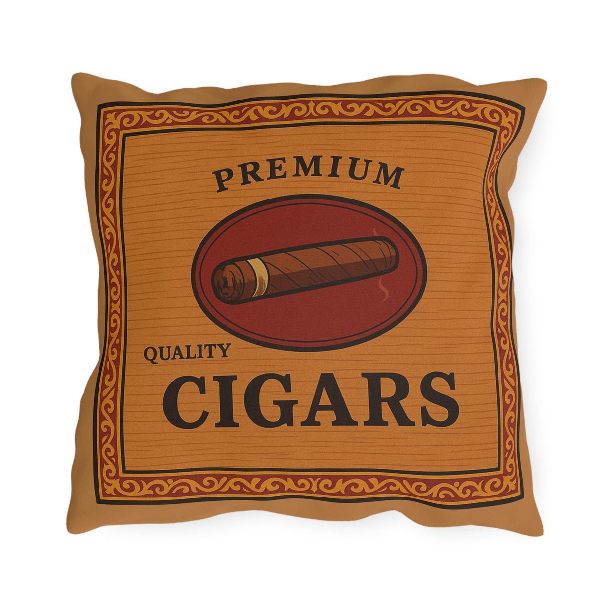 Cigar Box Outdoor Pillow, Personalized Name Cushion, Man Cave Decor, Cigar Enthusiast Gift, Patio Furniture Accessories