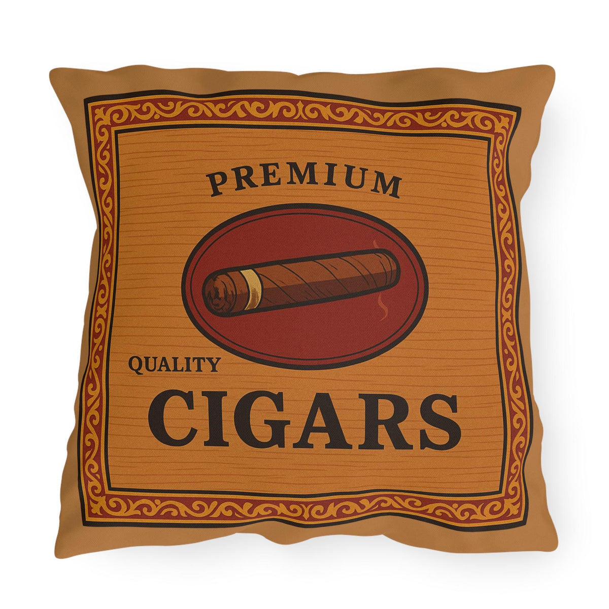 Cigar Box Outdoor Pillow, Personalized Name Cushion, Man Cave Decor, Cigar Enthusiast Gift, Patio Furniture Accessories