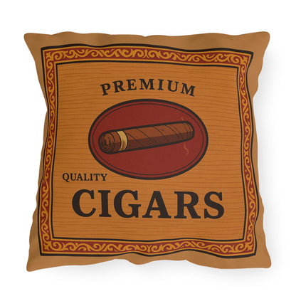 Cigar Box Outdoor Pillow, Personalized Name Cushion, Man Cave Decor, Cigar Enthusiast Gift, Patio Furniture Accessories