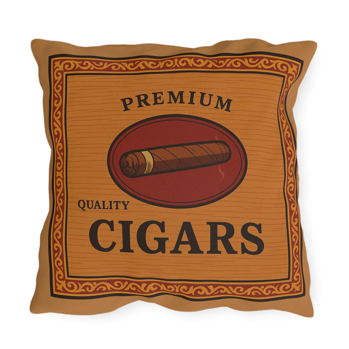 Cigar Box Outdoor Pillow, Personalized Name Cushion, Man Cave Decor, Cigar Enthusiast Gift, Patio Furniture Accessories