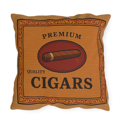 Cigar Box Outdoor Pillow, Personalized Name Cushion, Man Cave Decor, Cigar Enthusiast Gift, Patio Furniture Accessories