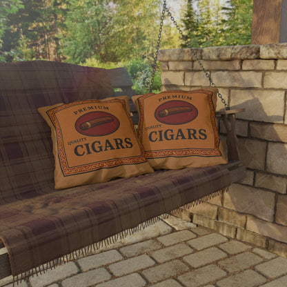Cigar Box Outdoor Pillow, Personalized Name Cushion, Man Cave Decor, Cigar Enthusiast Gift, Patio Furniture Accessories