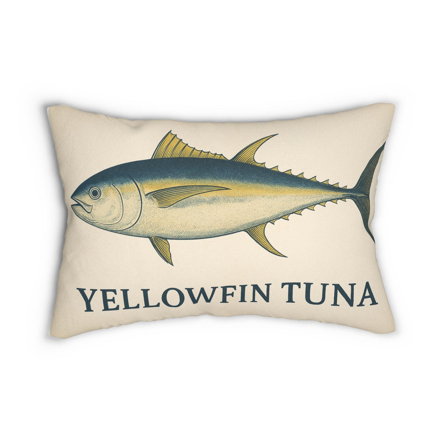 Lumbar Pillow, Yellowfin Tuna Coastal Decor Pillow for Fisherman, Spun Polyester Cushion, Nautical Theme Throw Pillow, Fish Lover Gift,