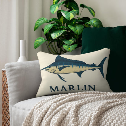 Marlin Lumbar Pillow, Coastal Decor, Ship Decoration, Fishing Enthusiasts, Saltwater Fish Pillow, Nautical Cushion