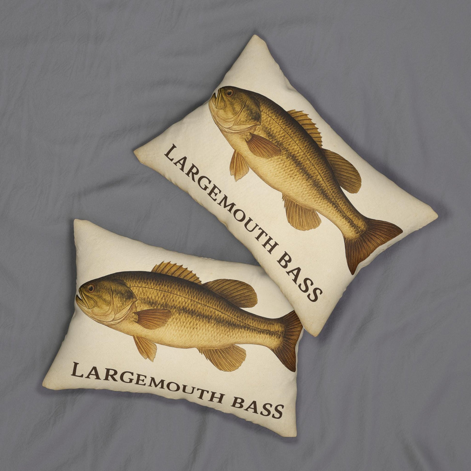 Lumbar Pillow, Freshwater Largemouth Bass Decor, Lake House Pillow, Fisherman Gift, Fishing Theme Pillow, Lake Theme Decor, Spun Polyester