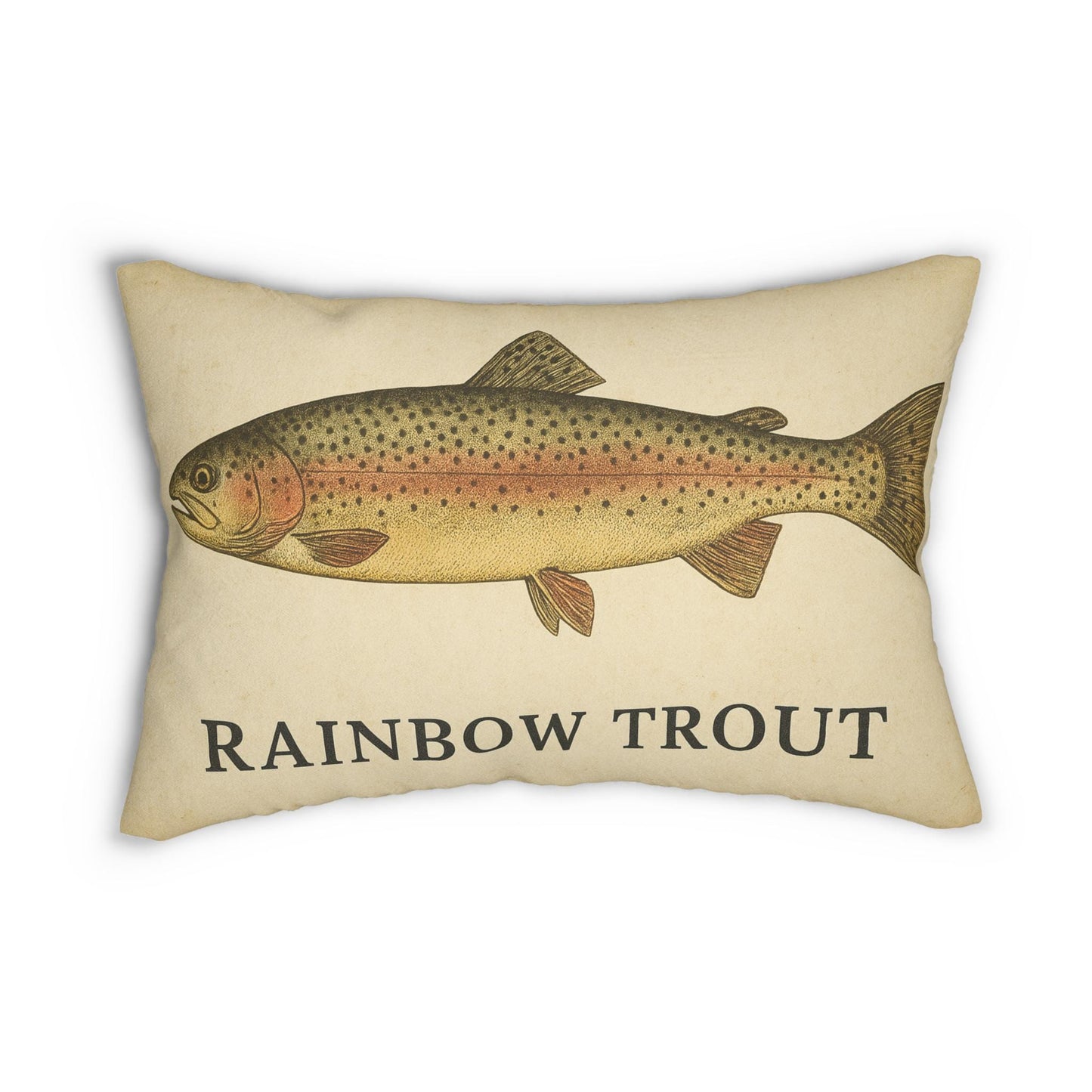 Fish Pillow, Rainbow Trout Cabin Decor Cushion, Outdoor Lifestyle Lumbar Cushion, Fishing Gift Home Accent, Catch of the Day Throw Pillow,