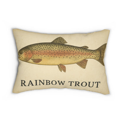 Fish Pillow, Rainbow Trout Cabin Decor Cushion, Outdoor Lifestyle Lumbar Cushion, Fishing Gift Home Accent, Catch of the Day Throw Pillow,